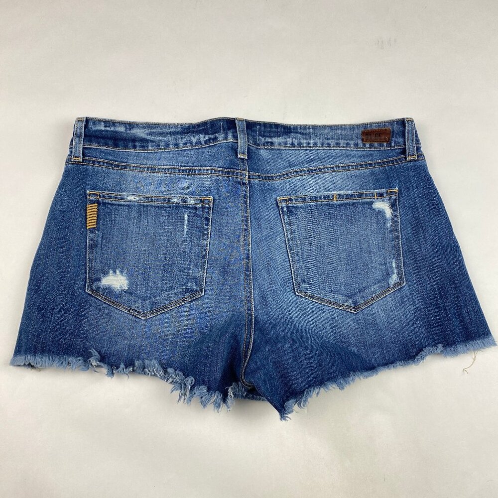 Paige Denim Daryn Jean Distressed Shorts Size 31 Medium Wash Cutoff - Picture 2 of 13